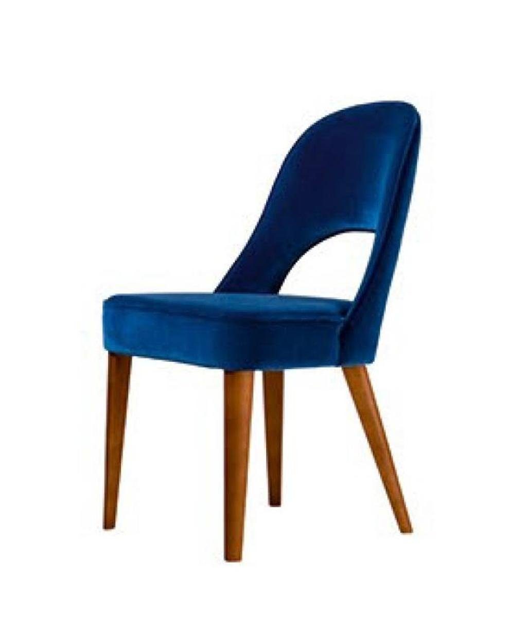 JVmoebel Stuhl, Esszimmerstuhl Stuhl Sessel Sitzer 1 Sitz Clubsessel Stoff Blau