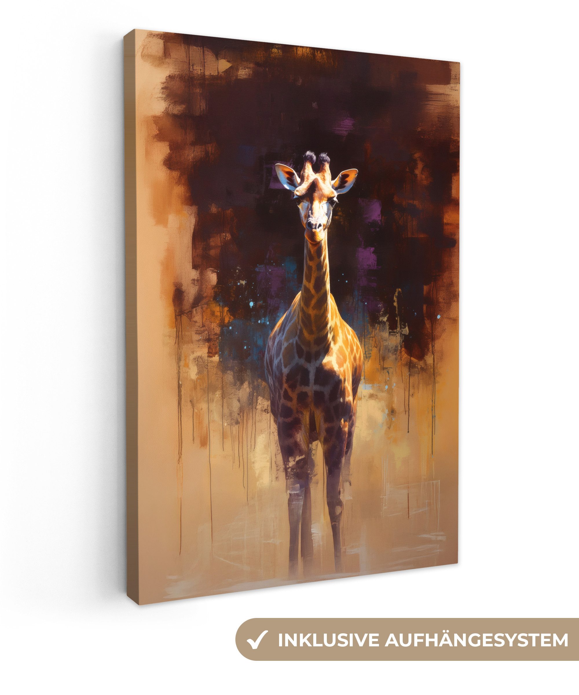 Leinwandbild Giraffe - Braun - Abstrakt - Gemalt