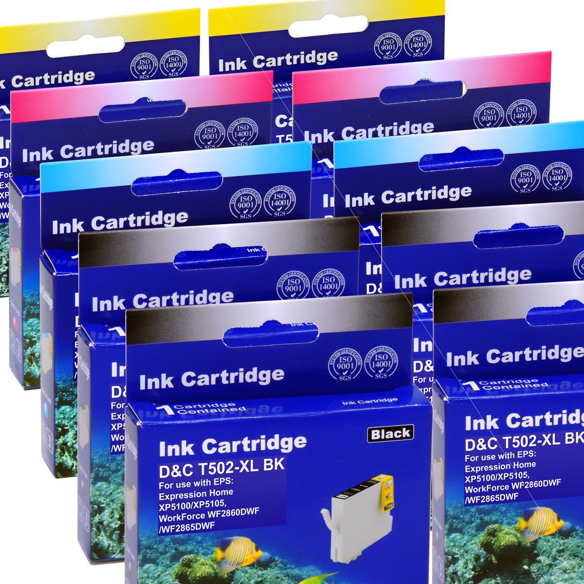 502XL, T02W6, Tintenpatrone Epson Fernglas, Kompatibel D&C C13T02W64010 Multipack 10-Far