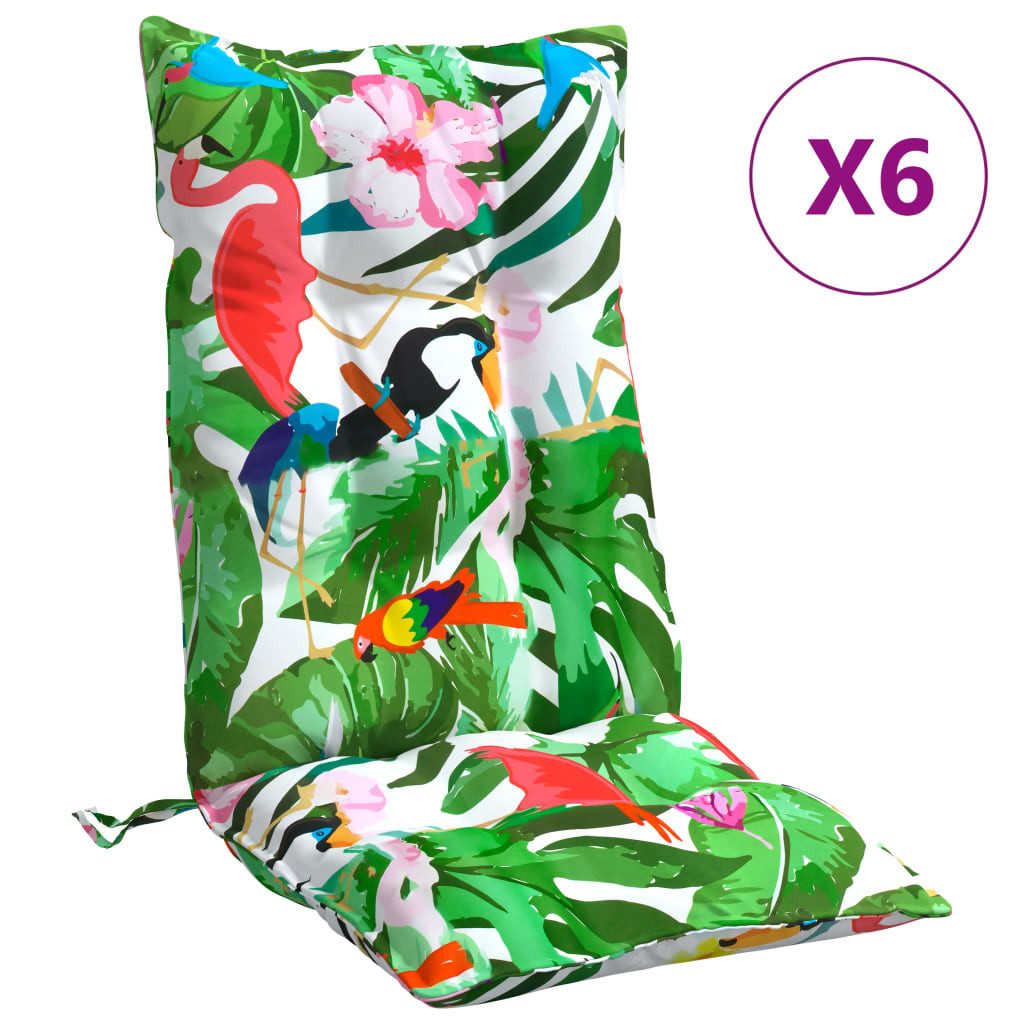 vidaXL Hochlehnerauflage, Gartenstuhl Auflagen 6 Stk. Mehrfarbig Oxford-Gewebe