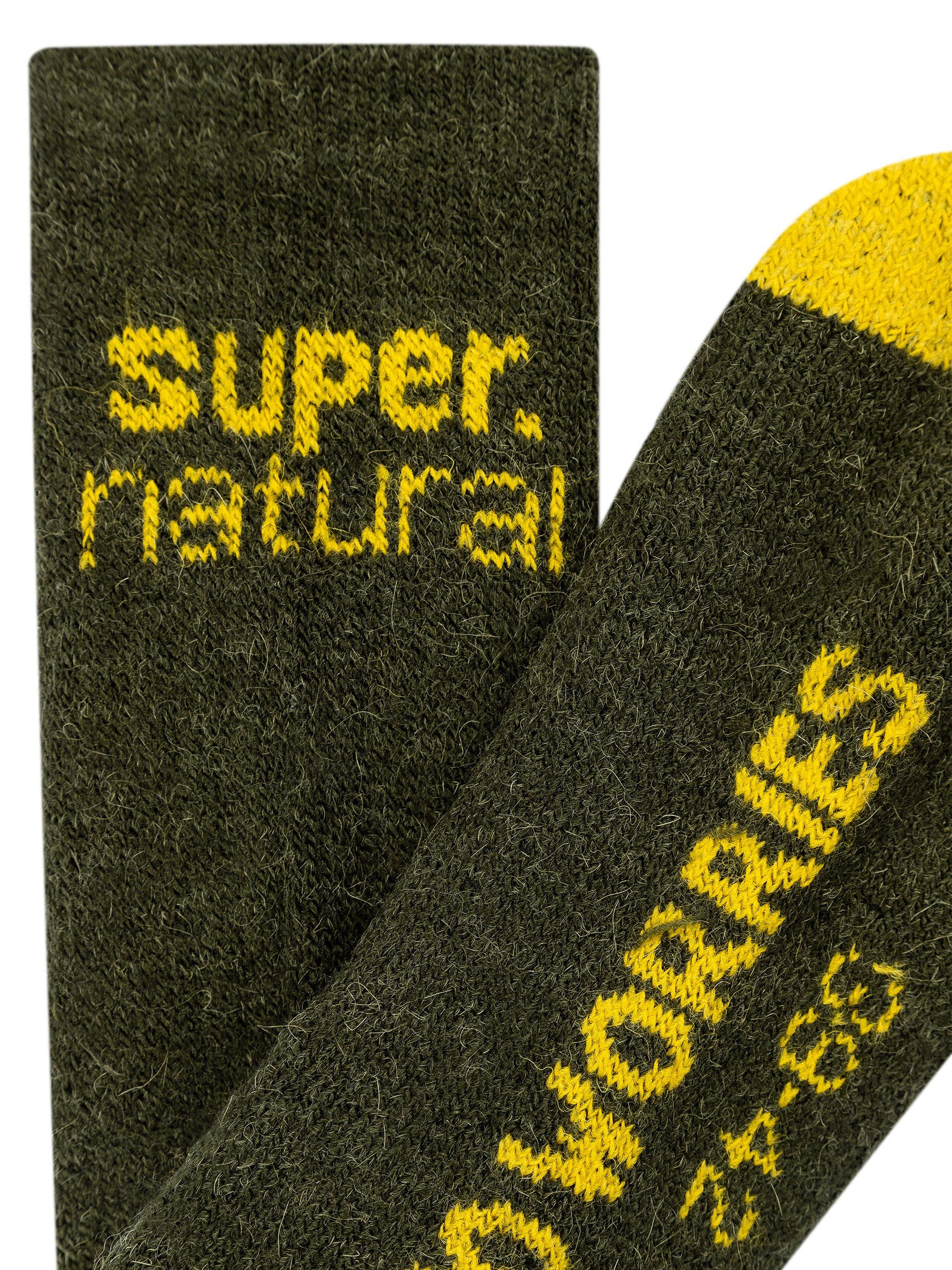 SUPER.NATURAL Sportsocken No Mustard Night/Tawny COSY smell-no Olive SOCKS Alpaka SN Alpaka-Materialmix worries, Socken (2-Paar)
