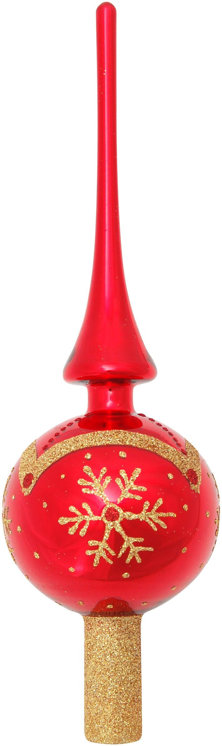 Krebs KGL03335, Christbaumspitze Christbaumschmuck Dekor rot, Glas mit Lauscha Weihnachtsdeko (1-tlg), Glas, aus