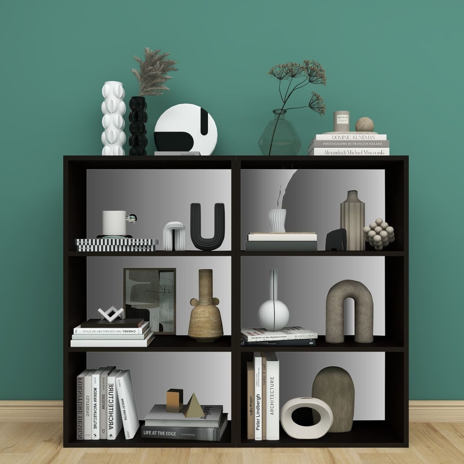 Coemo Standregal DELTA-3, Schwarz Bücherregal 65x25x110 cm MDF Regal Aktenregal kombinierbar