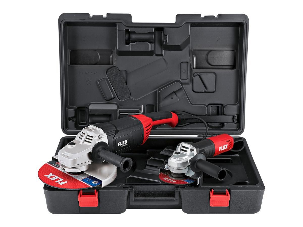 Flex Winkelschleifer L2200 230 + L1100 125, max. 6500 U/min, Set im Koffer mit L1100 125