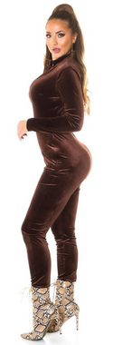 Koucla Jumpsuit in elegantem Samt-Look, langarm Einteiler