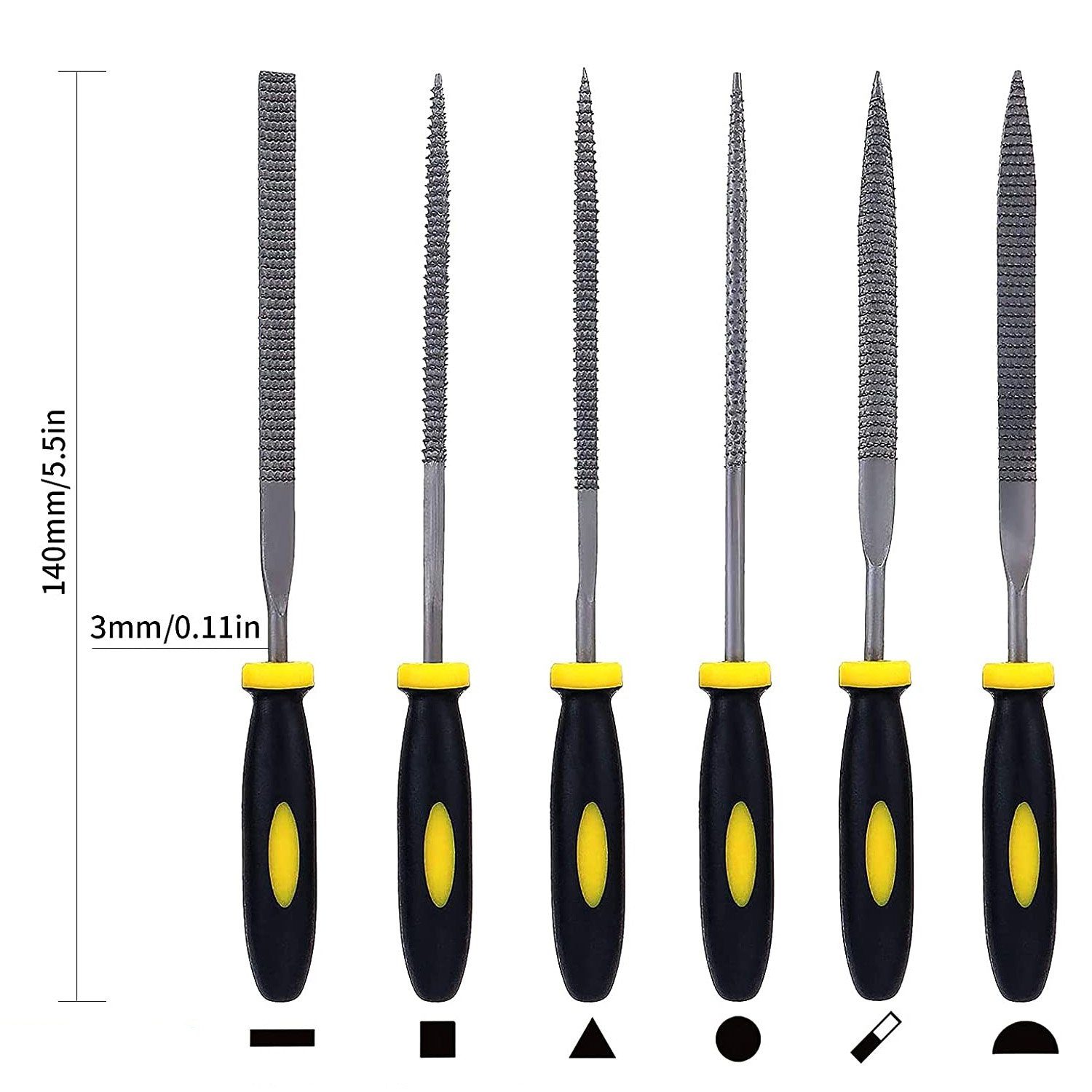 Feile Feilen-Set Nadelfeilen-Set, Mini-Carbonstahl zggzerg 6-teilig,