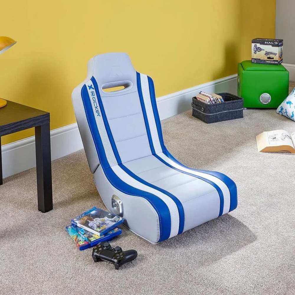 X Rocker Gaming-Stuhl X Rocker Shadow 2.0 Konsolen-Gamingstuhl Gepolsterter Sitz Blau, Weiß