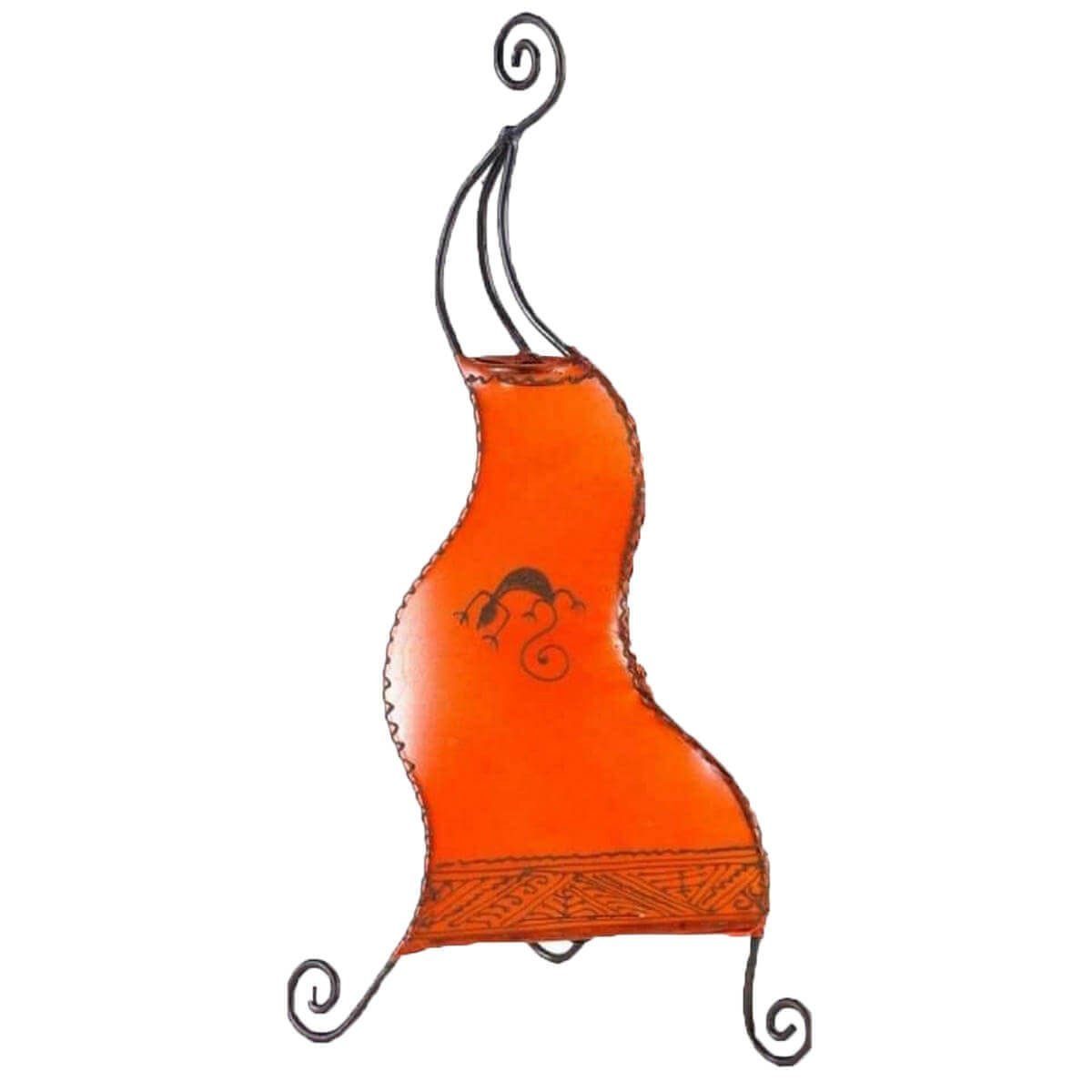 SIMANDRA Stehlampe Essaouira Gecko 50 cm, Ambilight, ohne Leuchtmittel, Warmweiß, marokkanische Lederlampe Orange