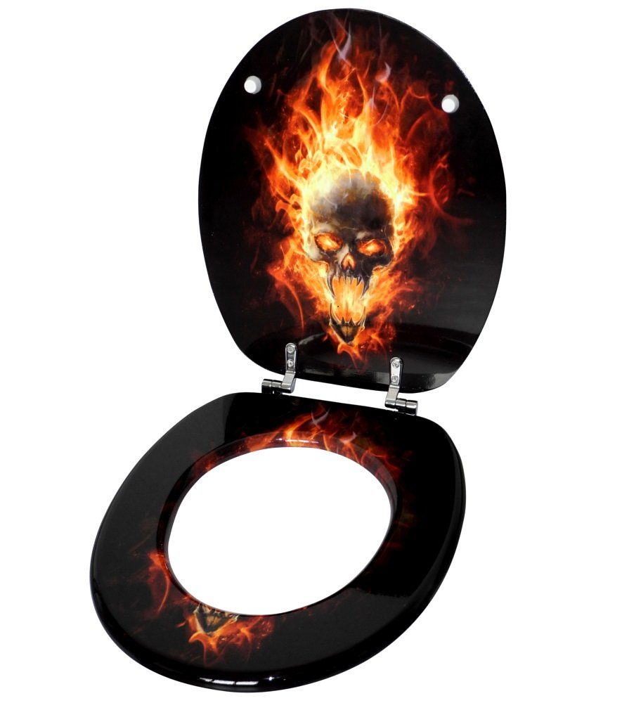 Sanilo WC-Sitz Totenkopf in Flammen, universell, leichte Montage, hochwertig & modern – Bild 3 von 5
