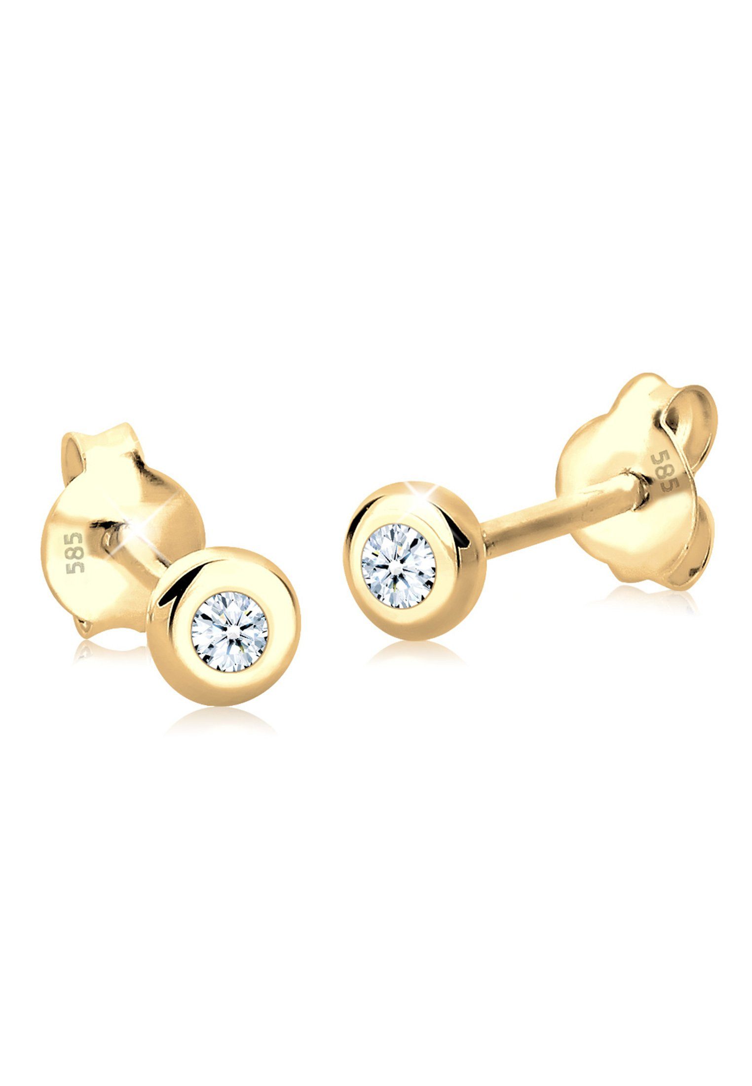 Gelbgold Elli Basic DIAMONDS Elegant Ohrstecker Diamant Paar Klassisch 585