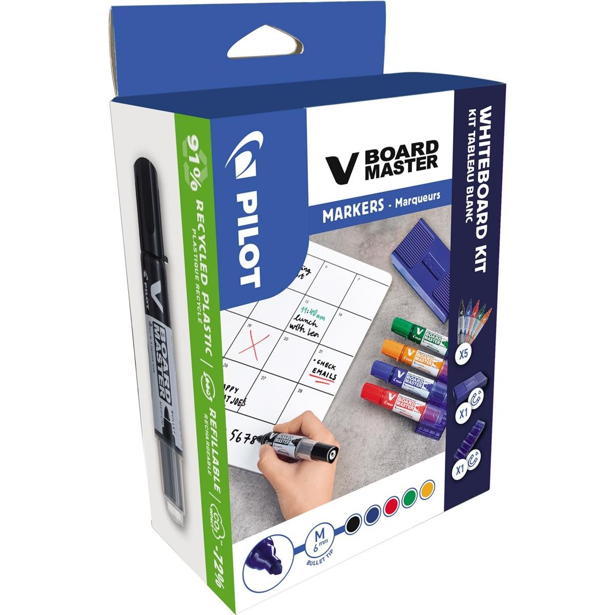 PILOT Wandkalender BOARD MASTER Set Whiteboard-Marker farbsortiert 2,0 - 5,0 mm, 5 St.