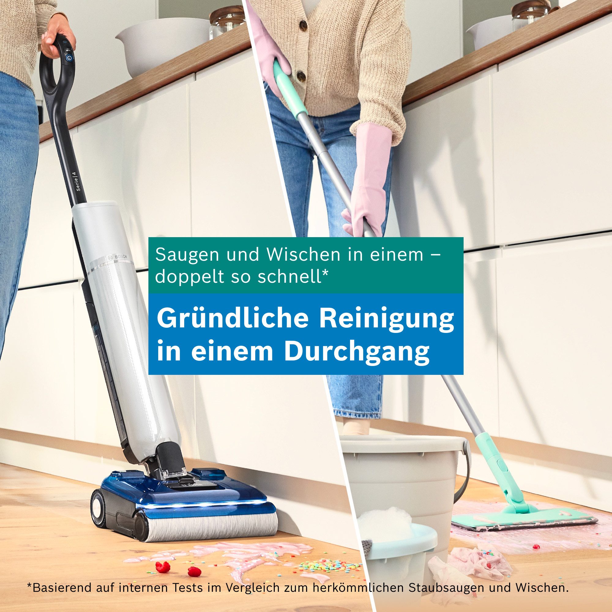 BOSCH Nass-Trocken-Sauger OneFlow Serie 4 BHF41WM, Selbstreinigung, 24.000 PA Saugkraft, 250 W, beutellos, Anti-Haarverwicklung, LED-Licht, Schnelltrocknung, 40 – Bild 2 von 5