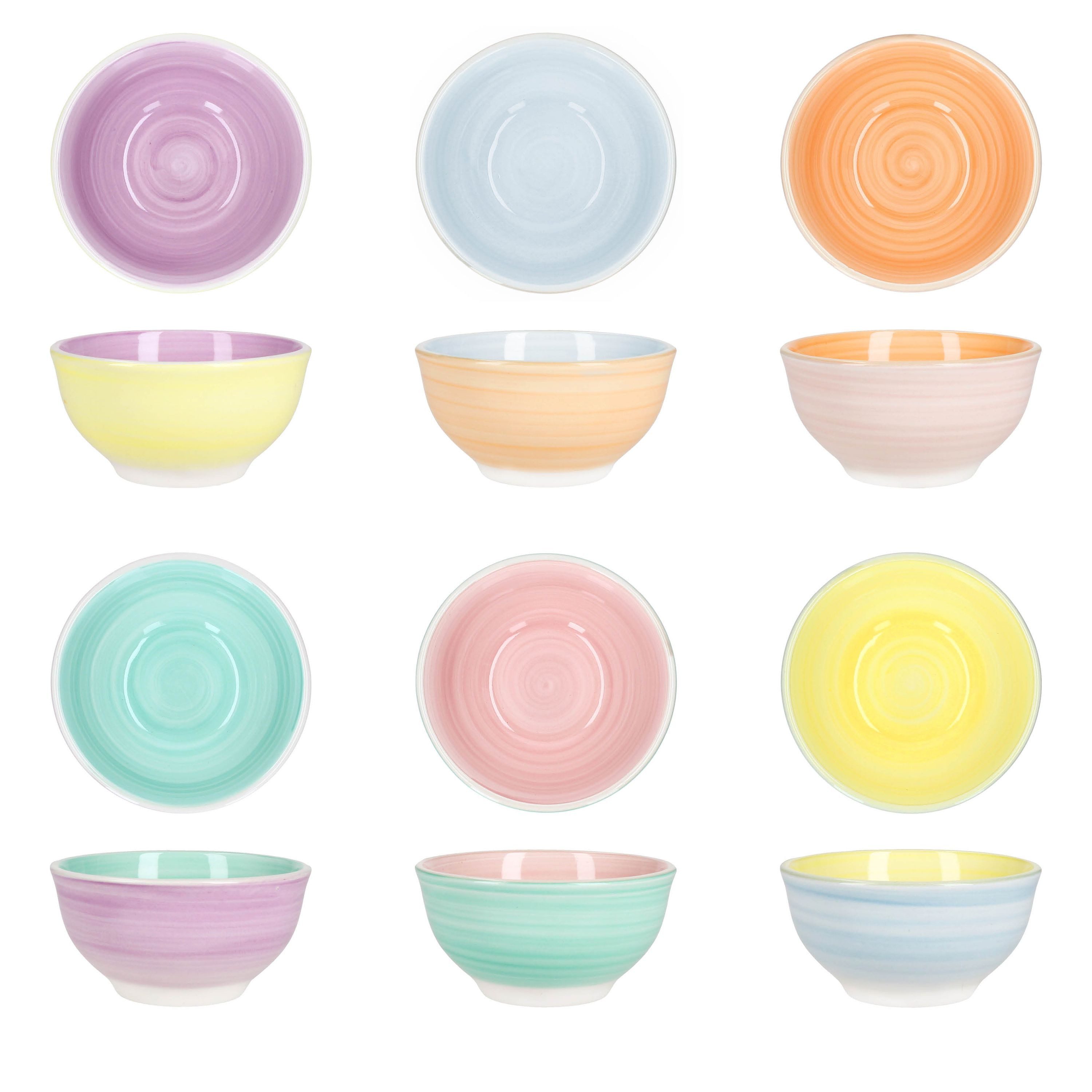 MamboCat Dessertschale Pastello 6er Set Snack- & Dip-Schälchen 12,2cm 250ml bunte Farben, Steingut – Bild 5 von 5
