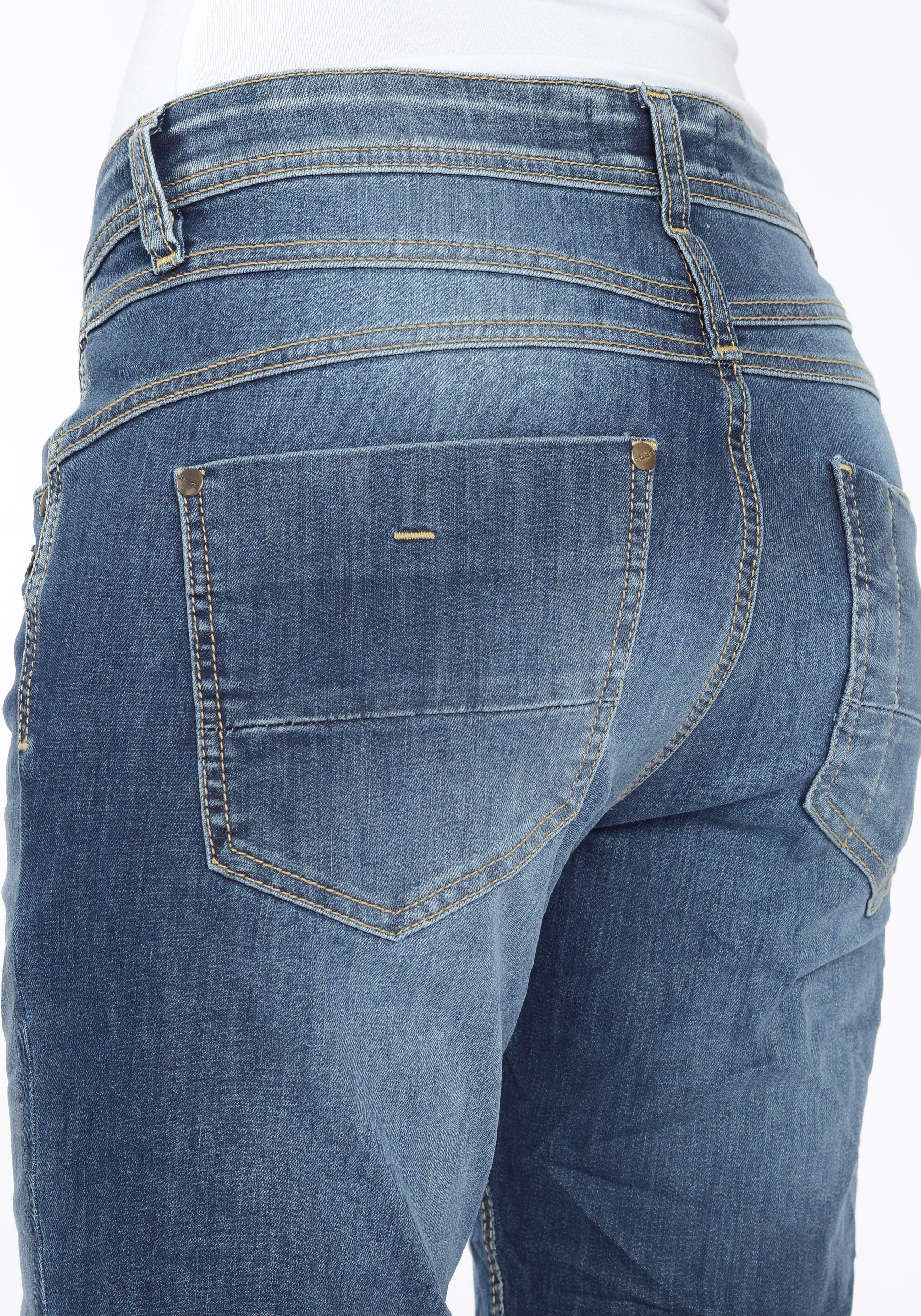 rock perfekter denim (mid Relax-fit-Jeans authentic durch Elasthan-Anteil 94AMELIE Sitz blue) GANG