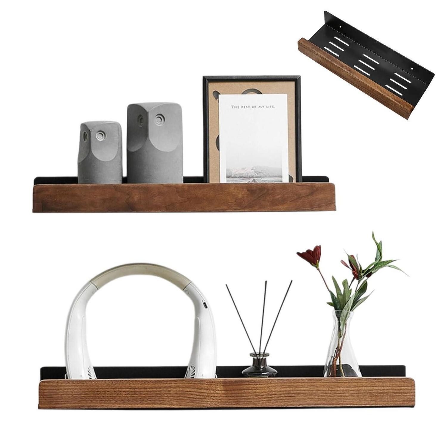 LuxusKollektion Duschablage Duschablage Holz 2er Set Schwarz, 2-tlg.