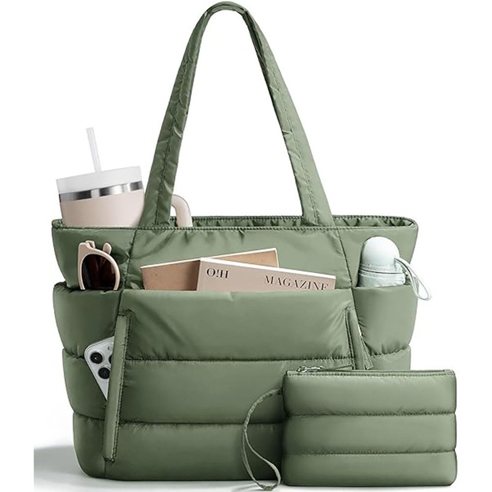 nsihing Umhängetasche Handtasche Damen Shopper Schultertasche Damen Tote Bag, Puffer-Tragetasche für Damen, leichte, bauschige Arbeitshandtasche