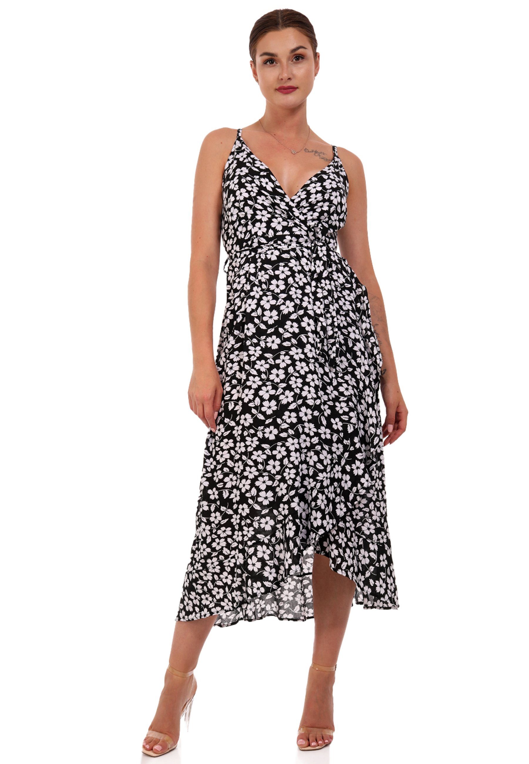 YC Fashion & Style Sommerkleid »Kleid Asymmetrisch Vokuhila Wickelkleid mit  Beinausschnitt« (1-tlg) mit Blumendruck online kaufen | OTTO