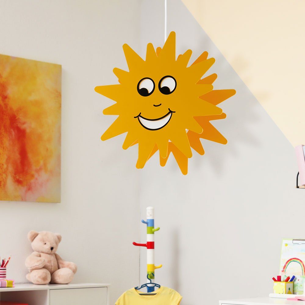 Kinderzimmer etc-shop Hängeleuchte Sonne Pendelleuchte, Warmweiß, Leuchtmittel Sonne inklusive, Pendelleuchte LED