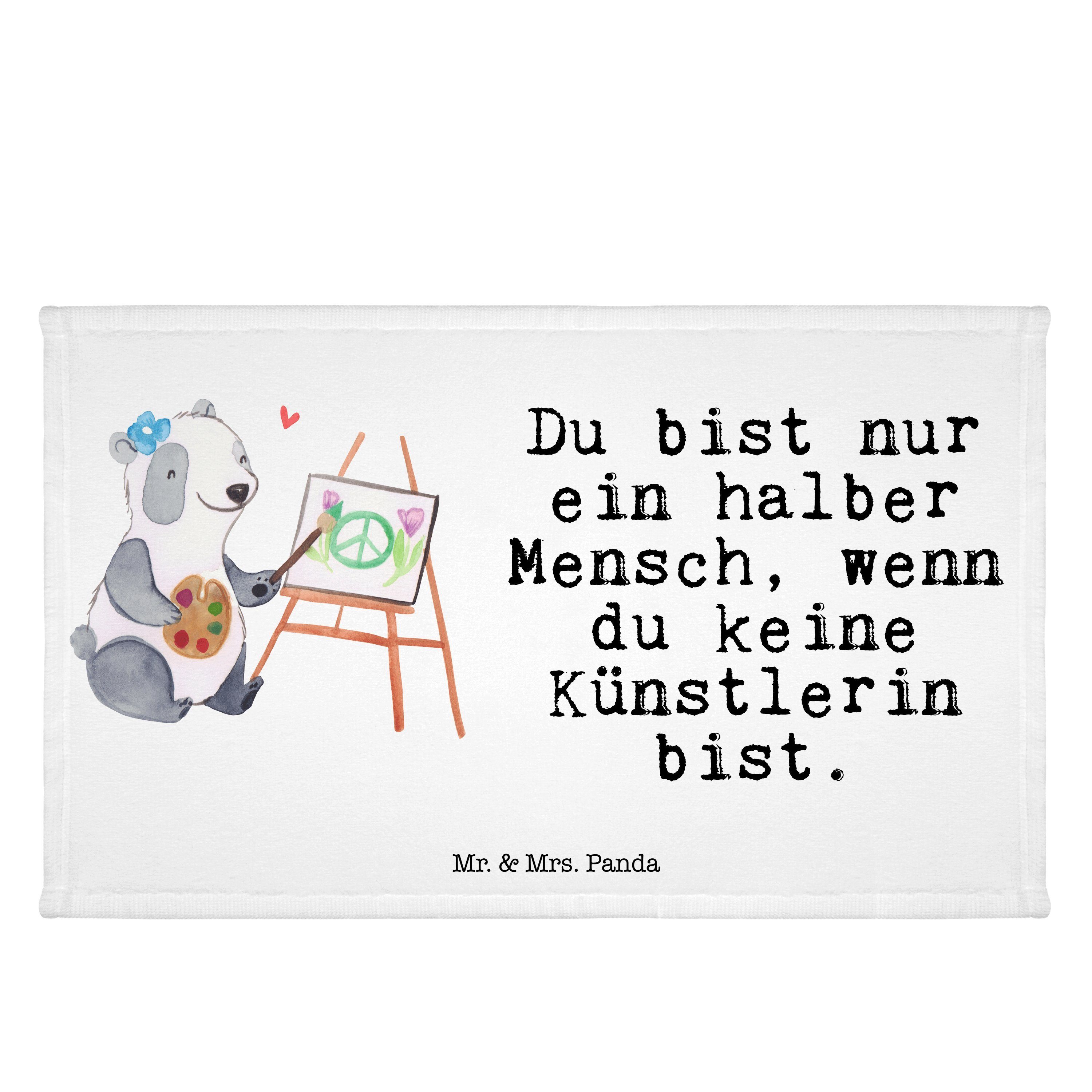 Mr. & Mrs. Panda Handtuch Künstlerin mit Herz - Weiß - Geschenk, Danke, Kunstmalerin, Schenken, (1-St)