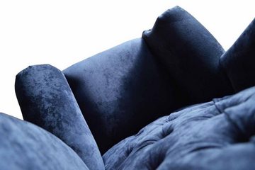 JVmoebel Ohrensessel Chesterfield Design Sessel Polster Luxus Blau Textil Couchen (Ohrensessel), Made In Europe