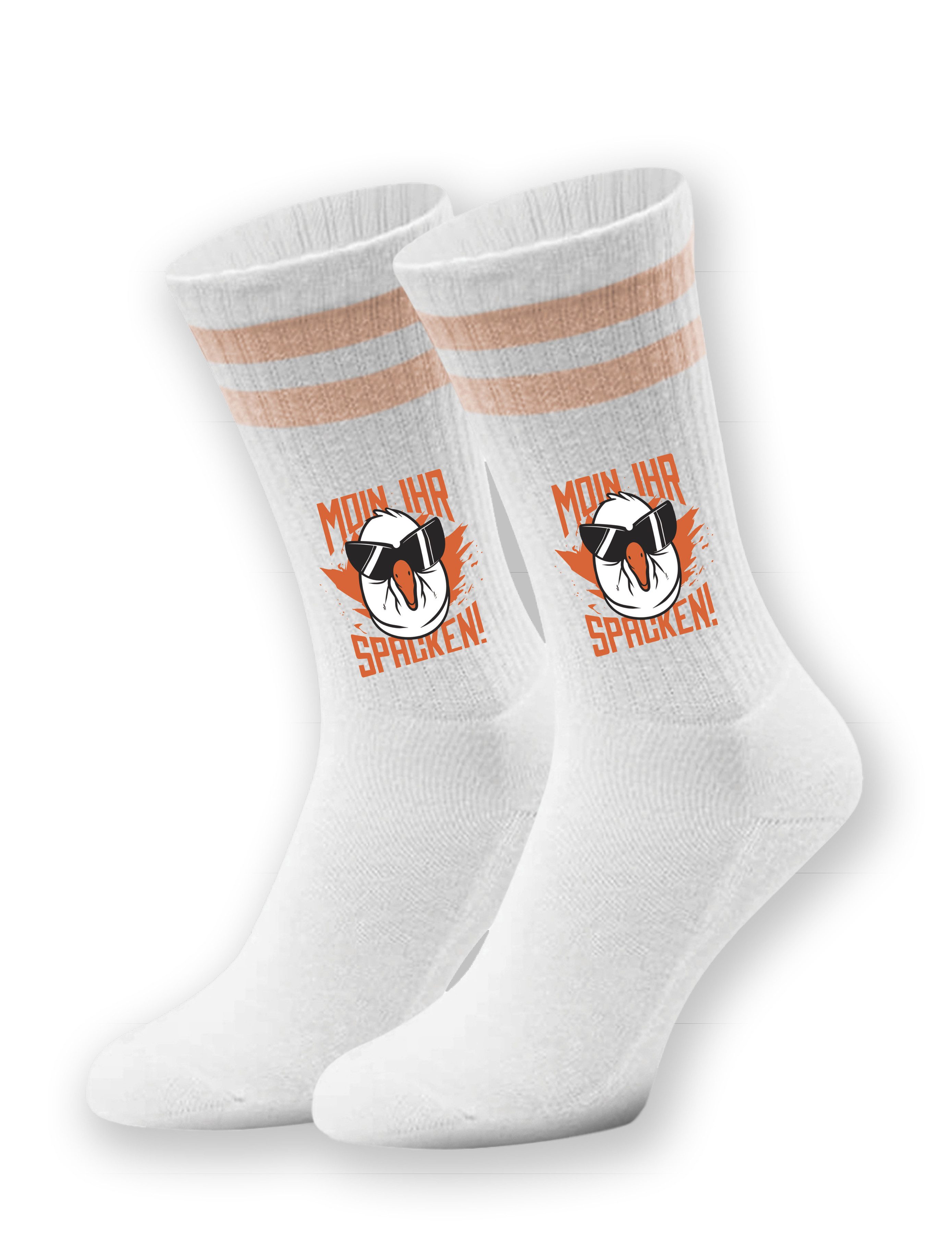 Youth Designz Tennissocken Kinder Socken "Moin Ihr Spacken" Aufdruck lustig Geschenk Statement mit verstärkter Verse und Zehenbereich
