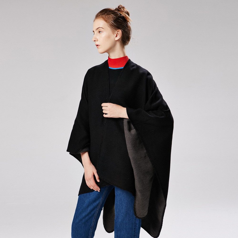 nsihing Modeschal Poncho Damen Strick Poncho Winter Warm Elegant Poncho Decke, Poncho Cape Mantel Übergroße Poncho Frauen Schal – Bild 4 von 5