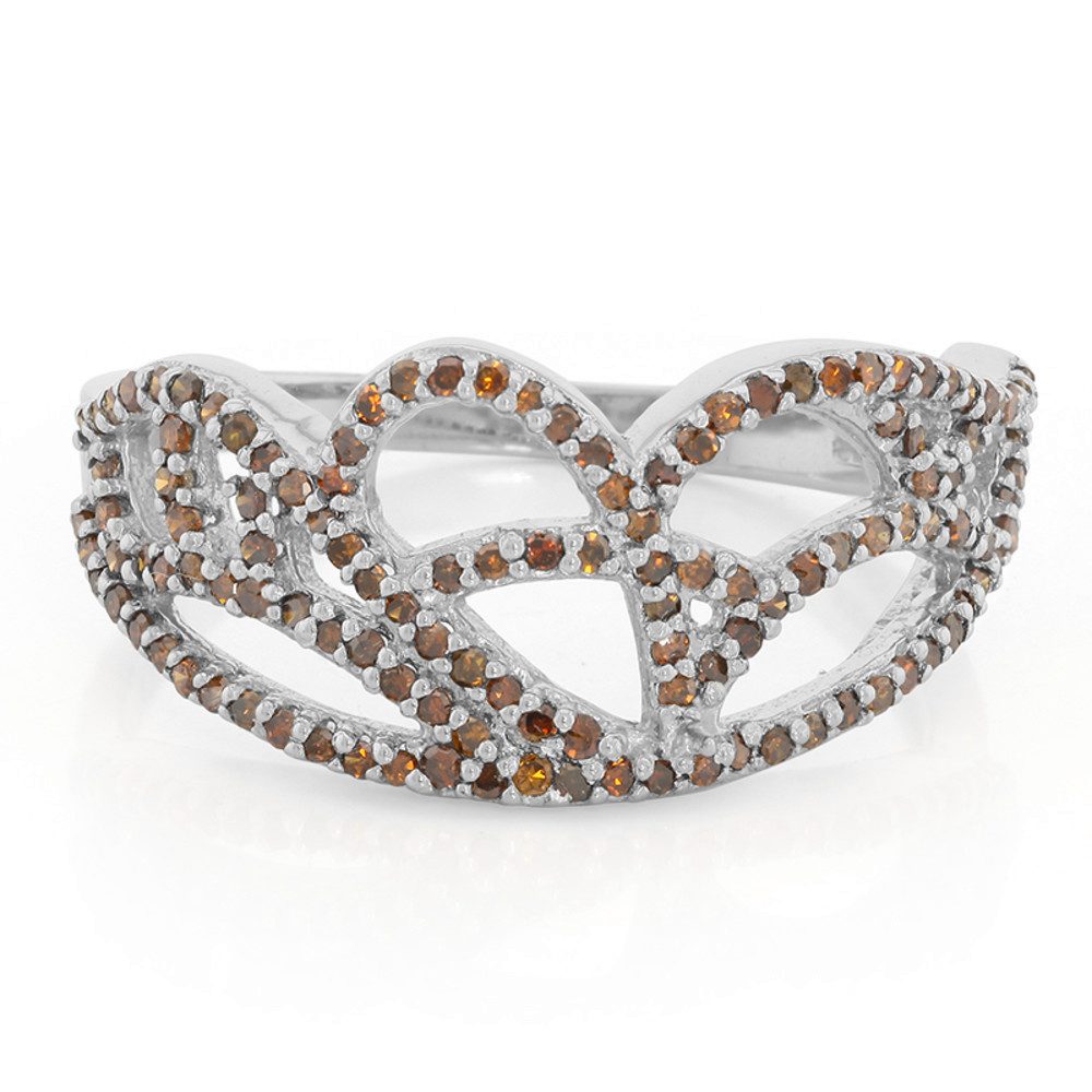 Cavill Diamantring Cavill Ring Sterlingsilber, 0,45 ct Fancy Diamanten, braun floral (1-tlg)