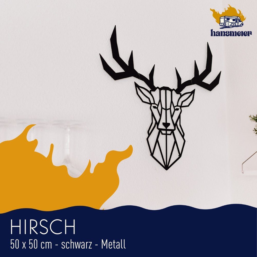 Hansmeier Wanddekoobjekt Wanddeko aus Metall, für Außen & Innen, Motiv Hirschkopf