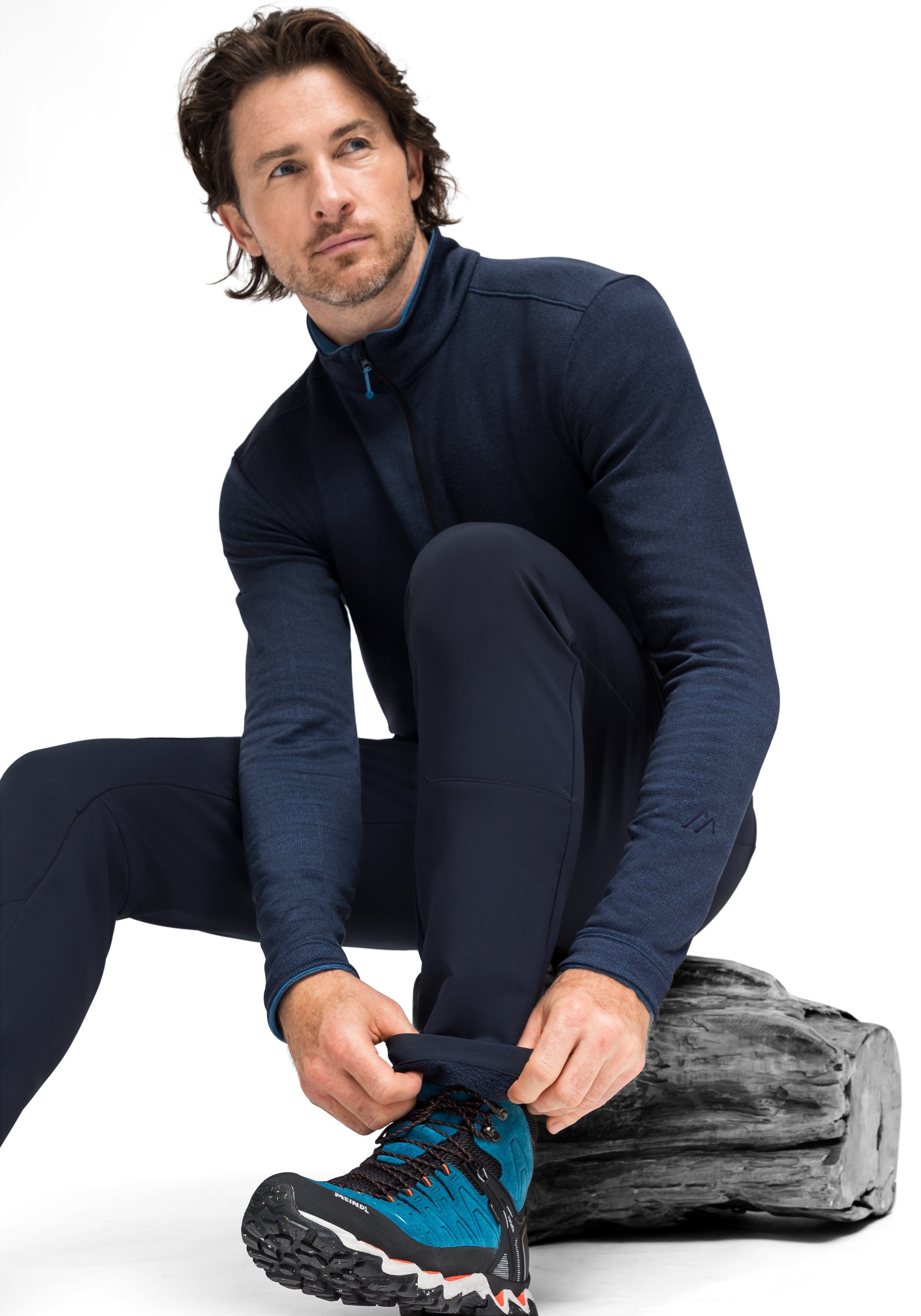 Outdoorhose cleanen Look dunkelblau modernen Funktionshose Sports im elastische Foidit Warme, Maier M