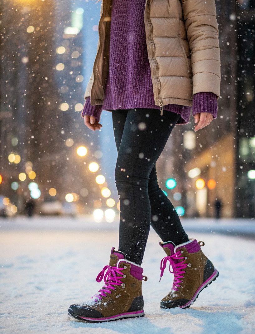 GUGGEN Mountain Damen Winterstiefel Wanderstiefel Wanderschuhe Fellstiefel HPM59v2 Winterstiefel wasserdicht