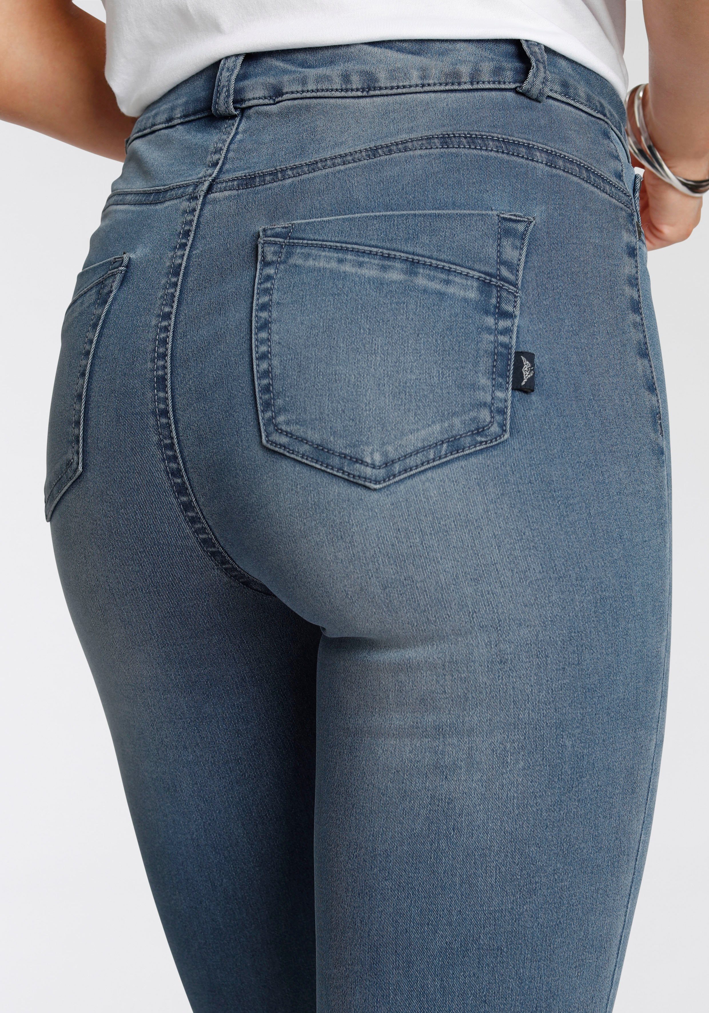 blue-used Bootcut-Jeans High mit Ultra Arizona Stretch Waist Shapingnähten
