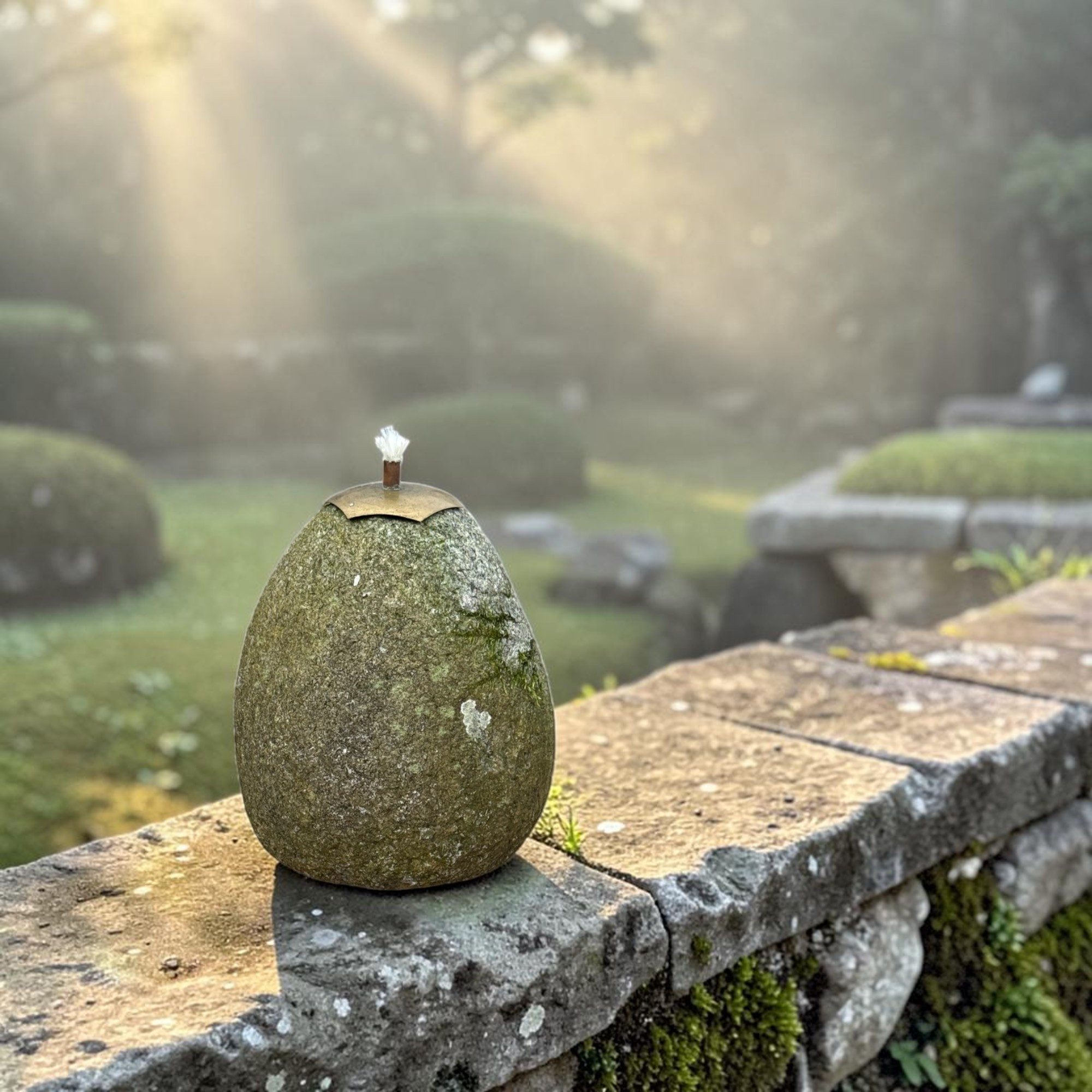 Asien LifeStyle Gartenfackel Gartenfackel Granit massiv, Windlicht aus Naturstein, alter Stil