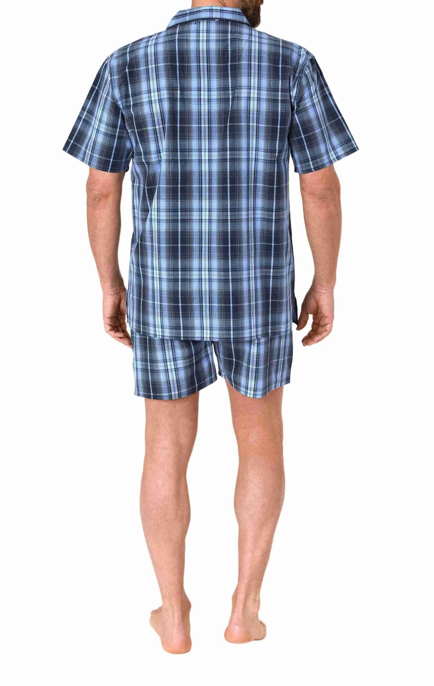 Normann Pyjama Herren kurzarm Schlafanzug Shorty Pyjama gewebt mit Knopfleiste – Bild 3 von 3