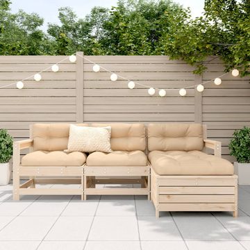 vidaXL Gartenlounge-Set 4-tlg. Garten-Sofagarnitur Massivholz Kiefer