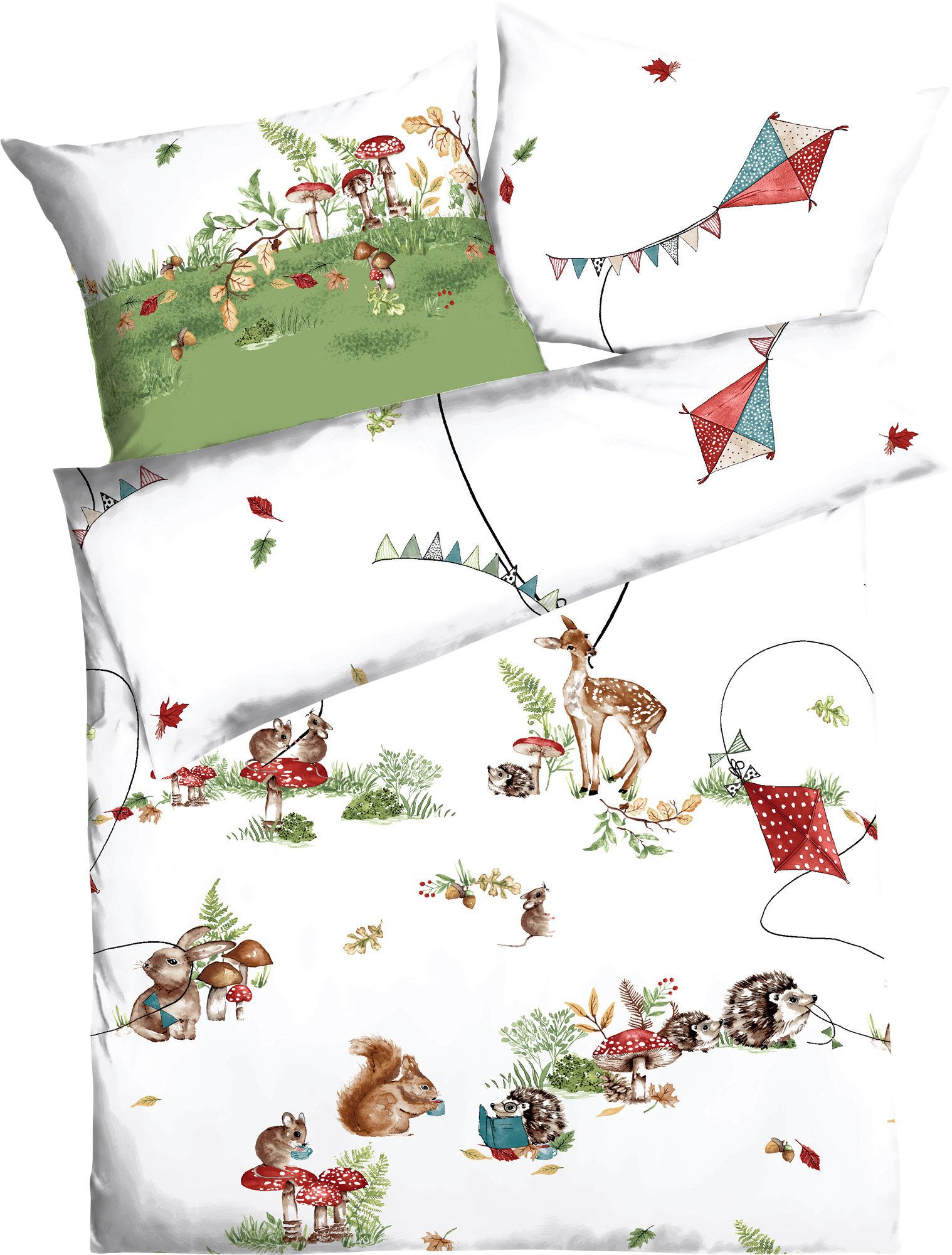 Kaeppel Kinderbettwäsche Kinder-Bettwäsche "Kites", Baumwolle, Tiermotiv