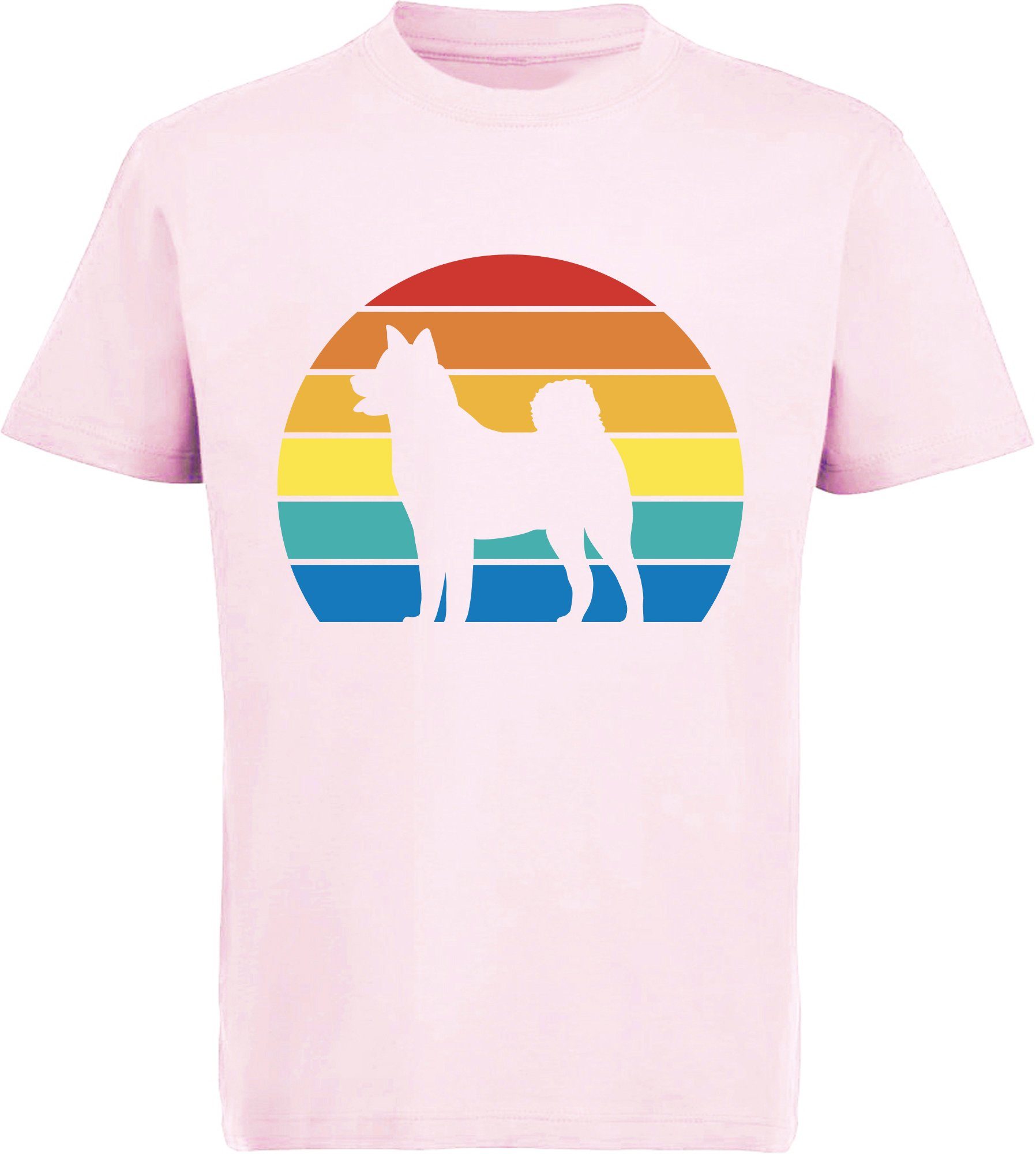 bedruckt Print-Shirt Kinder Hunde Retro mit MyDesign24 T-Shirt Aufdruck, - i236 Akita rosa Bild Baumwollshirt