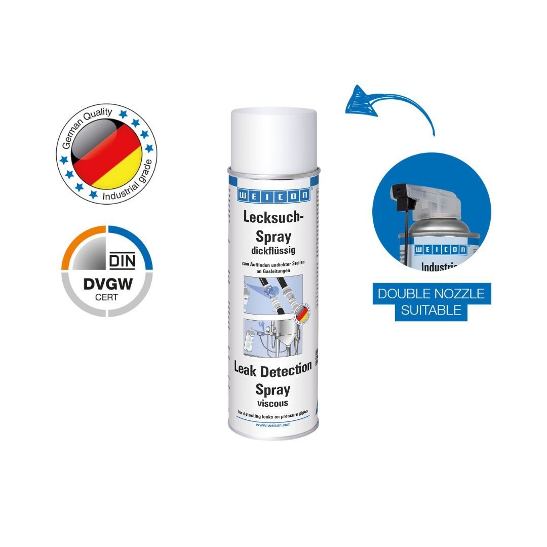 WEICON Lecksuch-Spray dickflüssig, weiß, milchig, 400 ml Reinigungsspray (Risse & Undichtigkeiten an Gasleitungen, DVGW-zertifiziert)