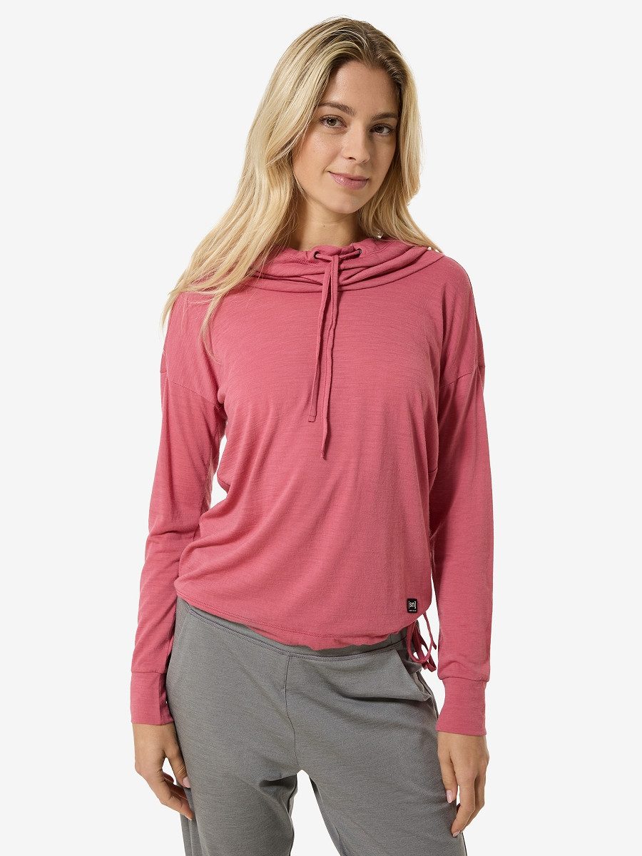 SUPER.NATURAL Hoodie für Damen aus Merino W FUNNEL HOODIE leichtes Longsleeve mit Kapuze