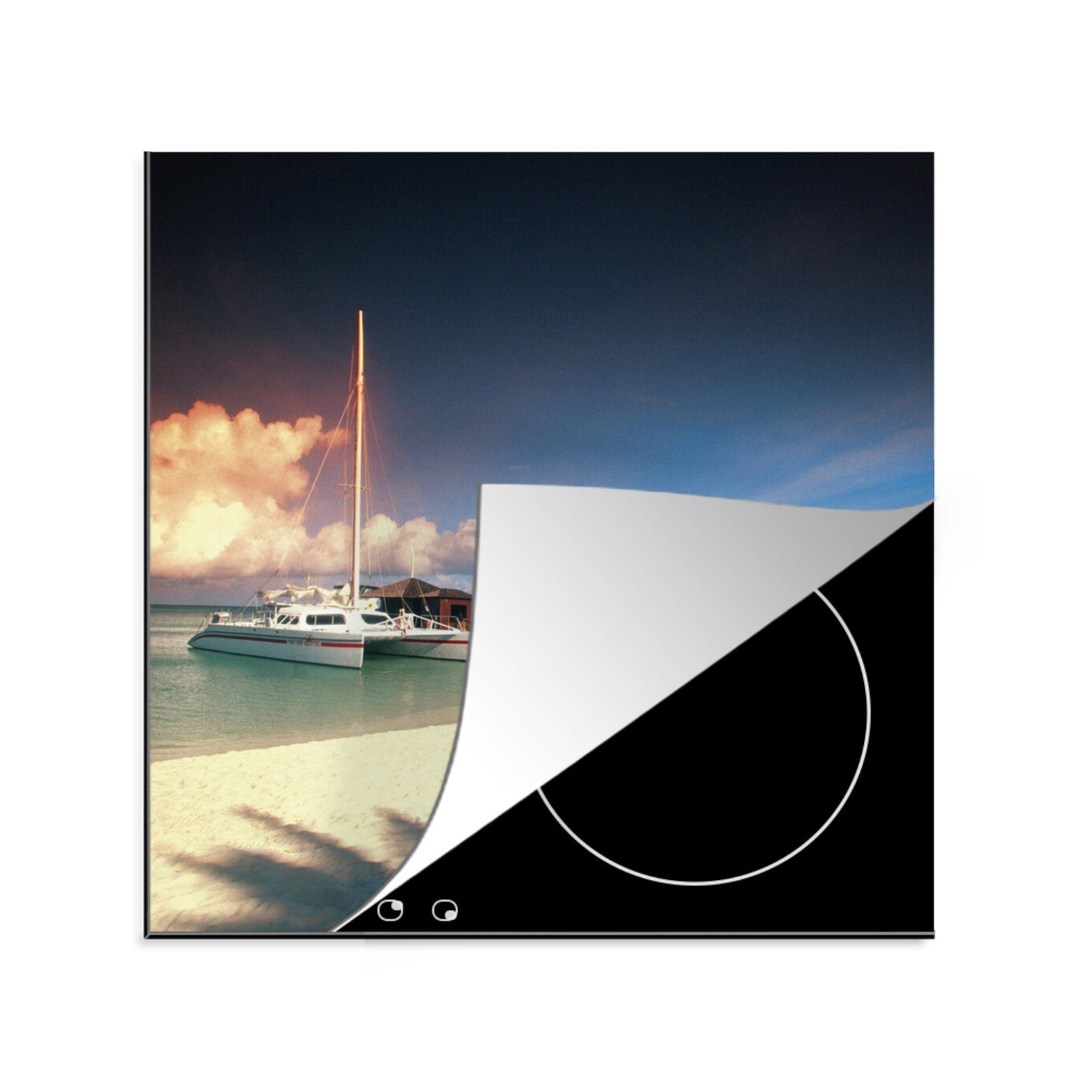 - Vinyl, für Ceranfeldabdeckung, Aruba Boot tlg), cm, MuchoWow Arbeitsplatte Pier, 78x78 - küche (1 Herdblende-/Abdeckplatte
