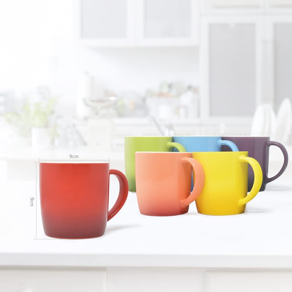 JOEJI’S KITCHEN Becher Kaffeetassen, Farbige 6 Stück Getränke Teetassen-Set 350 ml, 6-tlg.