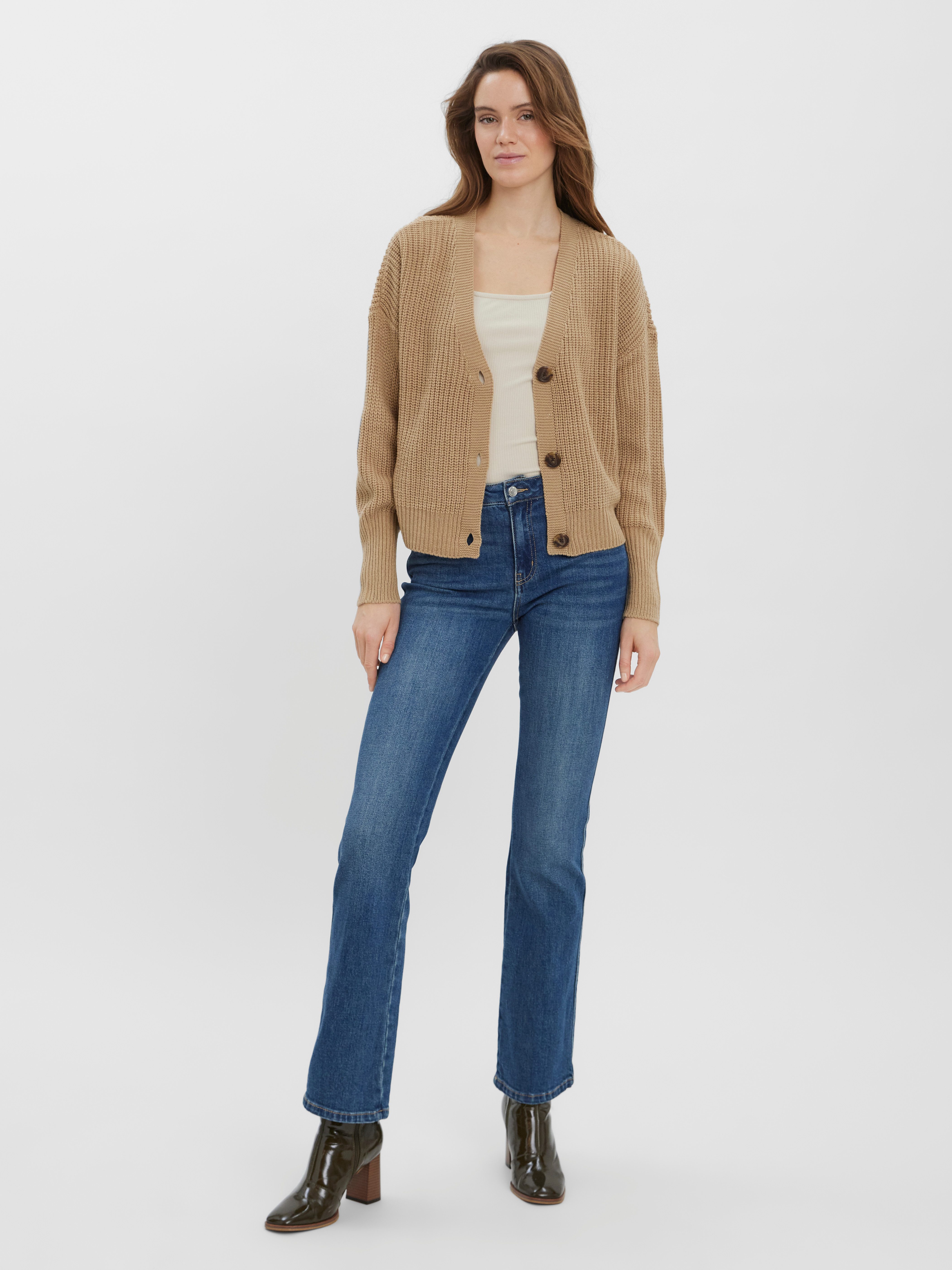 Vero Moda Strickjacke VMLEA LS V-NECK CUFF CARDIGAN NOOS Kunstfaser, regular fit
