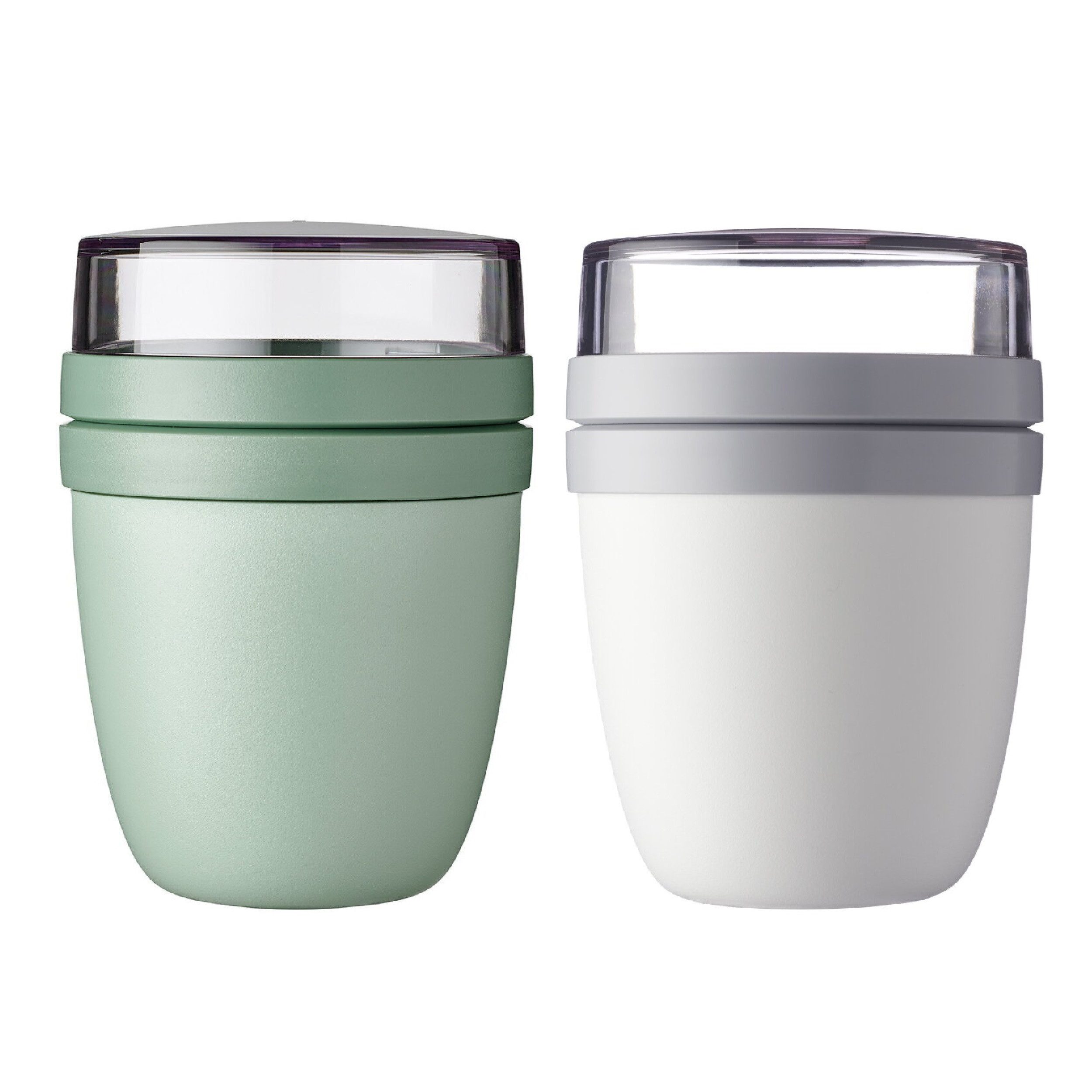 Mepal Lunchbox Lunchpot Ellipse Müslibecher to go 500 ml + 200 ml, Polypropylen (PP), PCTG, Unterteilung, geeignet für Gefrierschrank, Mikrowelle & Spülmaschine