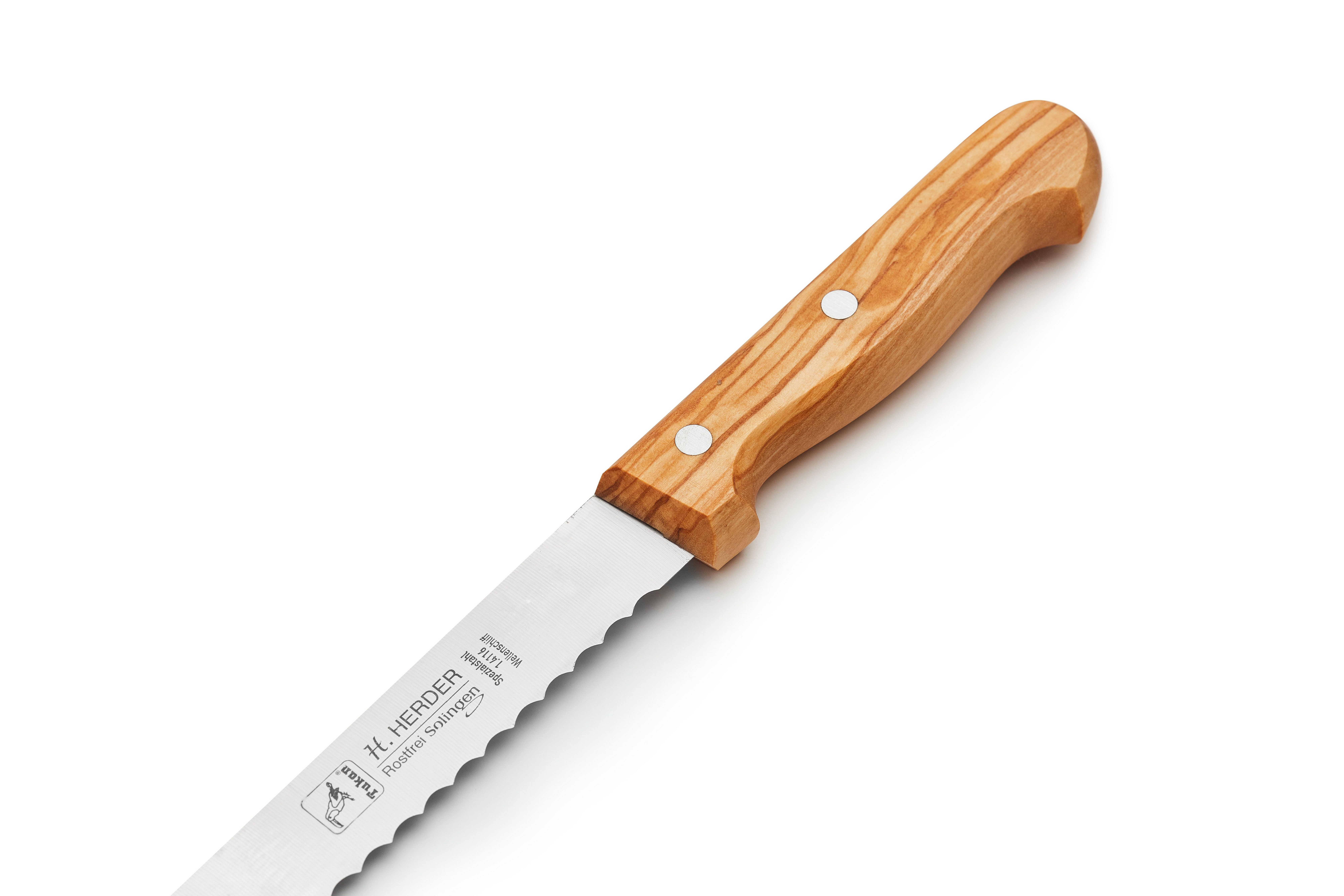 Herder Olivenholz / 3er-Set / Brotmesser Santokumesser Küchenmesser Messer-Set H.