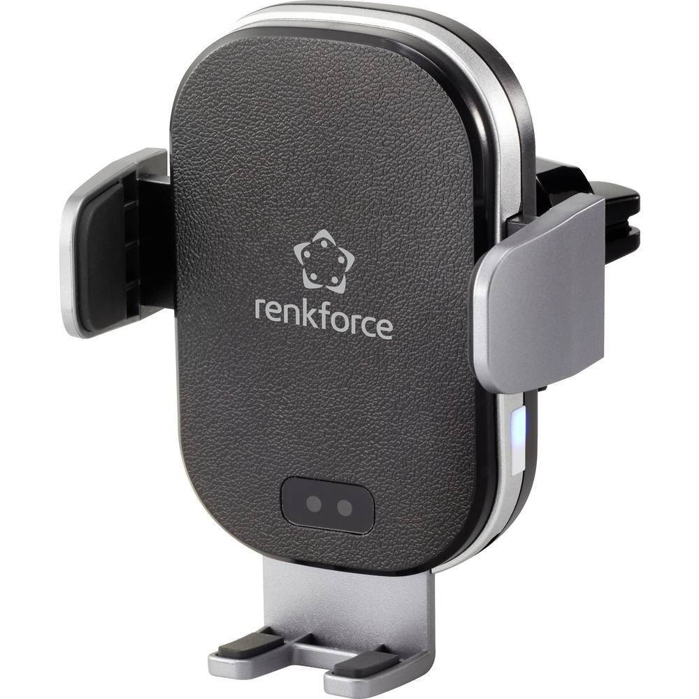 Renkforce Smartphone-Halterung mit Sensor und Ladefunktion,  Handy-Halterung, (mit Induktionsladefunktion), Geeignet für Android™- oder  Apple®-Geräte mit 59 - 91 mm Breite