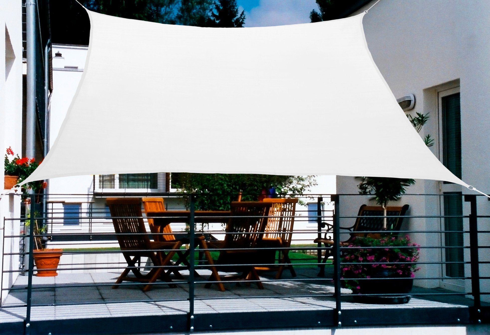 Floracord Balkonsonnensegel HDPE Cremeweiß 270 cm x 140 cm günstig online kaufen