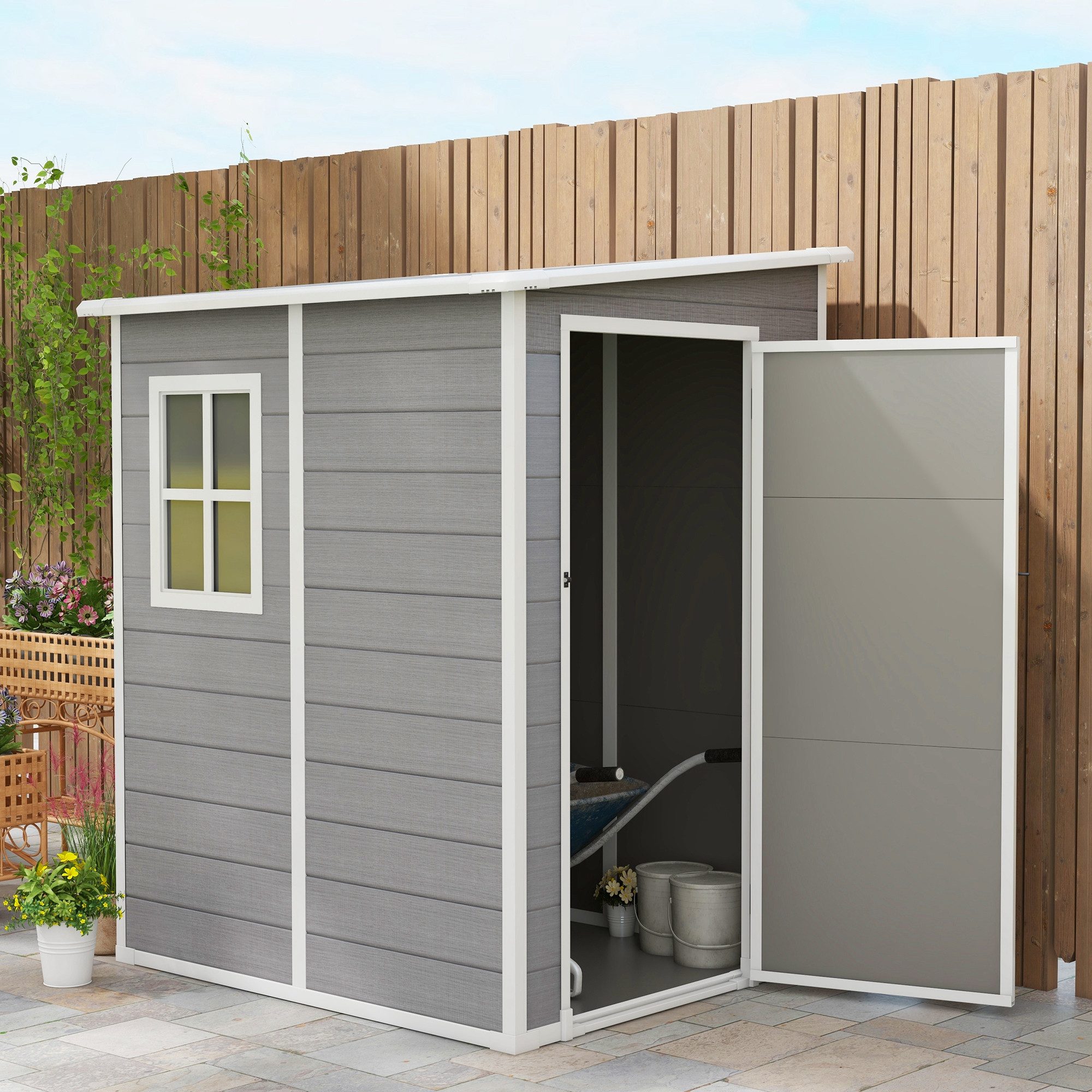 Outsunny Gerätehaus 1,54m³, mit Tür, Fenster, günstig online kaufen