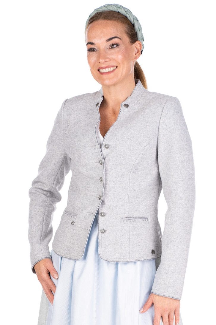Spieth & Wensky Trachtenjanker Walkjacke Damen - HALFING - silber