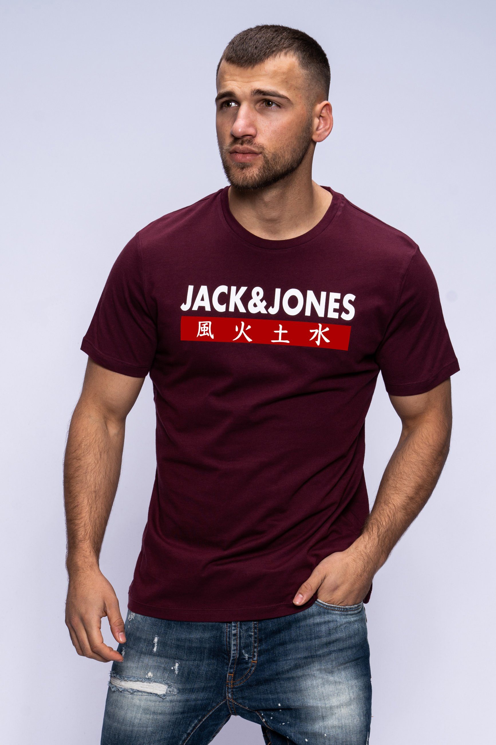 Jack & Jones Print-Shirt ELEMENTS TEE SS CREW NECK Port Royale