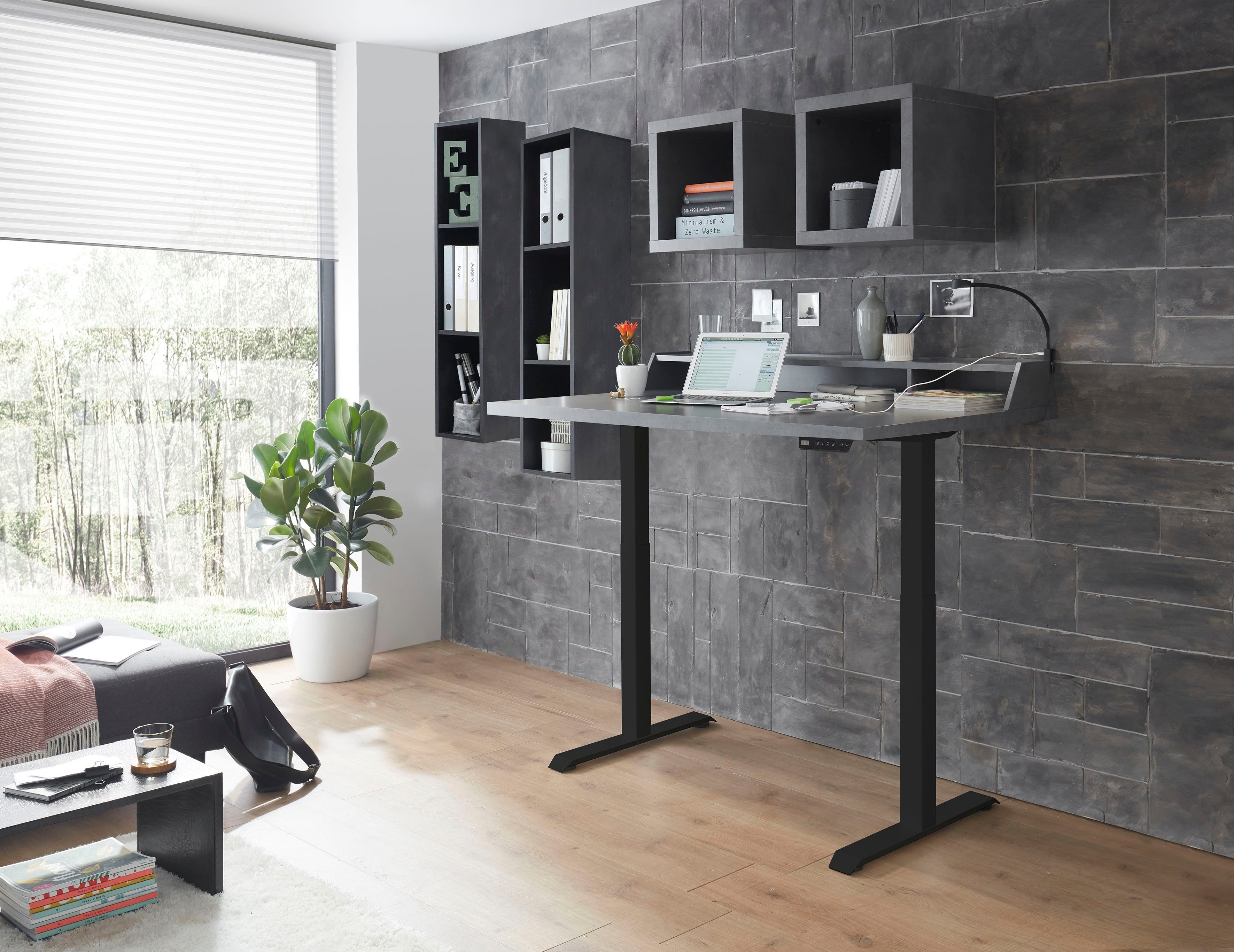 Mäusbacher Schreibtisch graphit elektrisch matt Big System | / höhenverstellbar cm, graphit Office, Breite schwarz 120