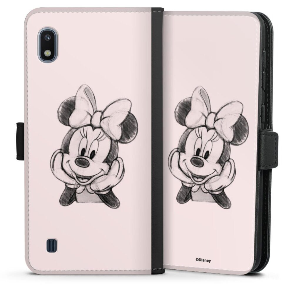 DeinDesign Handyhülle Minnie Mouse Offizielles Lizenzprodukt Disney Minnie Posing Sitting, Samsung Galaxy A10 Hülle Handy Flip Case Wallet Cover